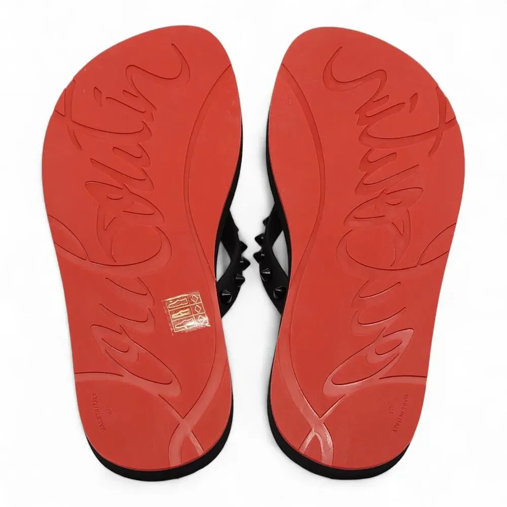 Christian Louboutin Loubi Flip Studded Flip Flops in Black - Picture 6 of 16